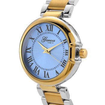GENOA - Uhr mit Automatikwerk Dandong und Zifferblatt in Blau-Gold,sportlich-elegantes Design, bicolor