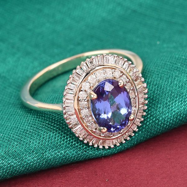 AA Tansanit und Diamant Halo Ring 375 Gelbgold image number 2