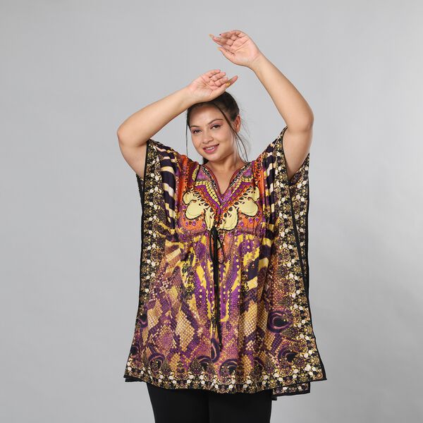 V-Ausschnitt bedruckter Kaftan image number 2