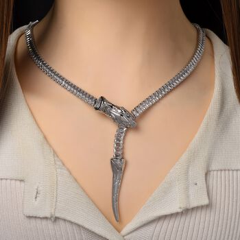 Verstellbare, wei&szlig;e Zirkonia Halskette in Silberton, 50-66cm