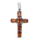 Orange Saphir Kreuz Anhänger 925 Silber platiniert 1.58 ct