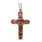 Orange Saphir Kreuz Anhänger 925 Silber platiniert 1.58 ct image number 0