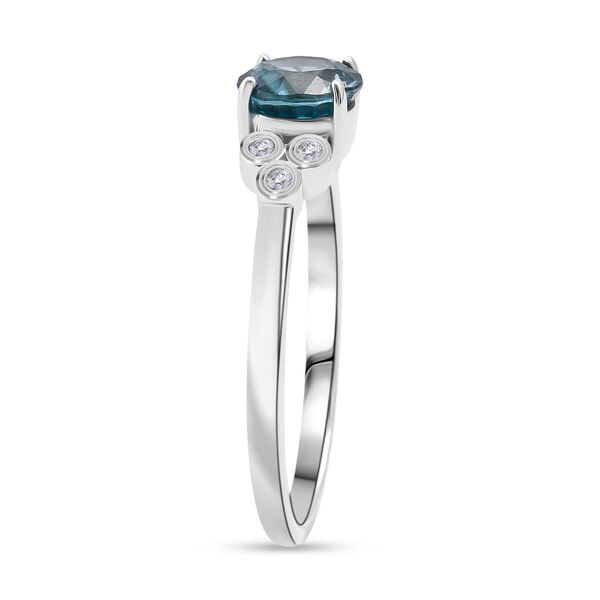 D'Joy AA Blauer Zirkon, Weißer Zirkon Ring 925 Silber rhodiniert (Größe 18.00) ca. 1,46 ct image number 4