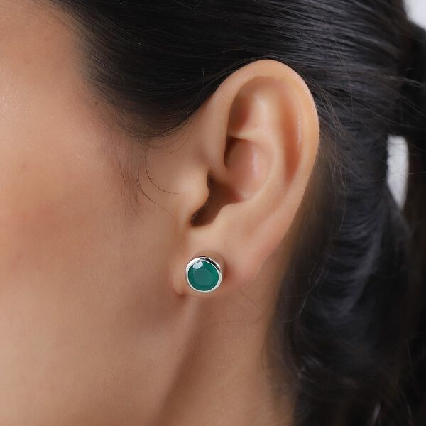 Grüne Onyx Ohrstecker 925 Silber platiniert ca. 2,82 ct image number 3