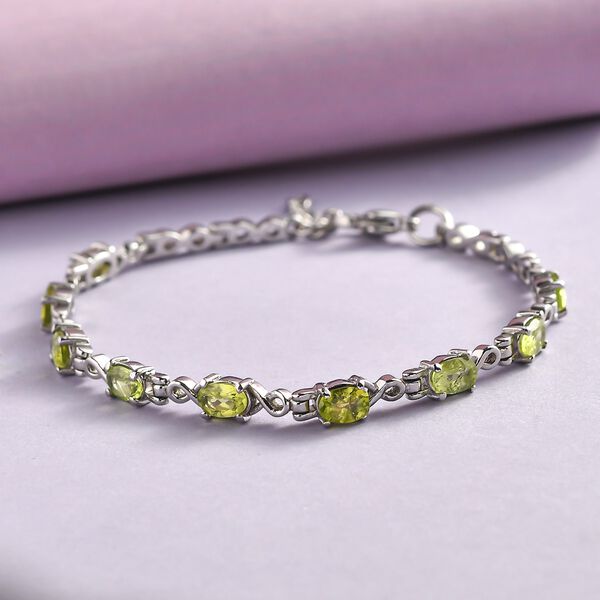 Nat&uuml;rliches Peridot Armband, ca. 19 cm, Edelstahl, ca. 3.99 ct image number 2