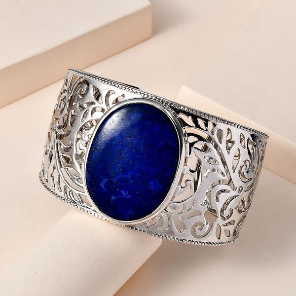 Lapislazuli Armreif, ca. 19 cm, platiniert ca. 74.97 ct image number 1