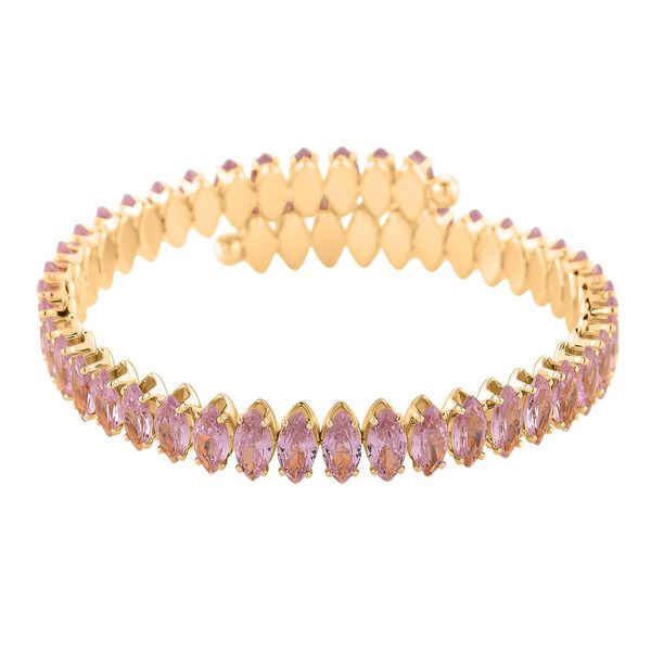 Rosa Zirkonia Armreif ca. Flexibles cm Nickelfreies Messing 10.00 ct image number 4