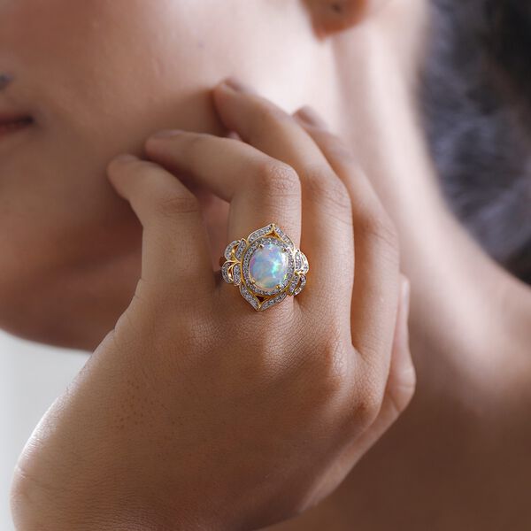 Natürlicher, äthiopischer Welo Opal und Zirkon-Ring - 4,61 ct. image number 3