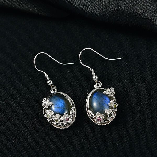 EVER TRUE AAA Labradorit, Mehrfarbig-Turmalin Ohrringe Nickelfreies Messing ca. 11,67 ct. image number 2