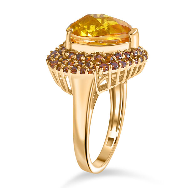 D'Joy Sphaleros Quarz, Mosambik Granat Ring 925 Silber 750 Gelbgold Vermeil (Gr&ouml;&szlig;e 17.00) ca. 7,98 ct image number 5