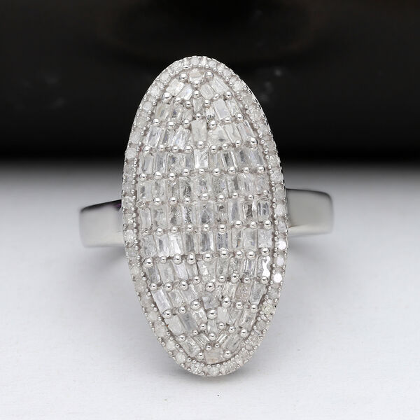 Diamant Cluster Ring 925 Silber Platin-Überzug image number 2