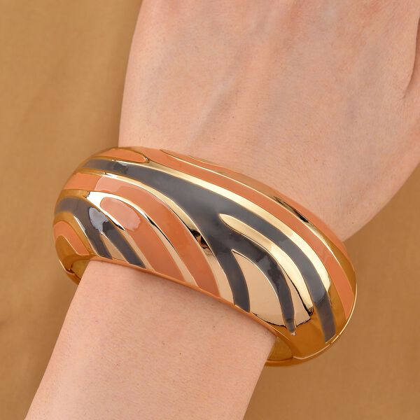 Emaille-Armreif im Wellen-Design, ca. 18 cm, Braun image number 2