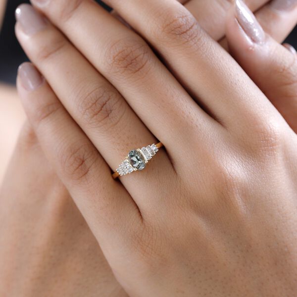 AA gr&uuml;ner Tansanit und Diamant-Ring - 1,08 ct. image number 2