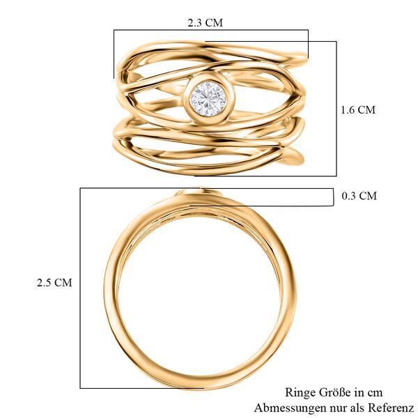 Moissanit Ring 925 Silber 750 Gelb Vermeil (Größe 20.00) ca. 0,23 ct image number 7