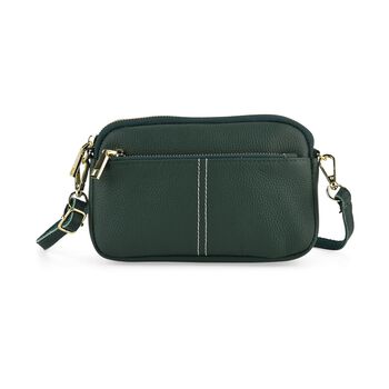 Echtleder Crossbody Tasche, 21x5x14cm, Dunkelgr&uuml;n