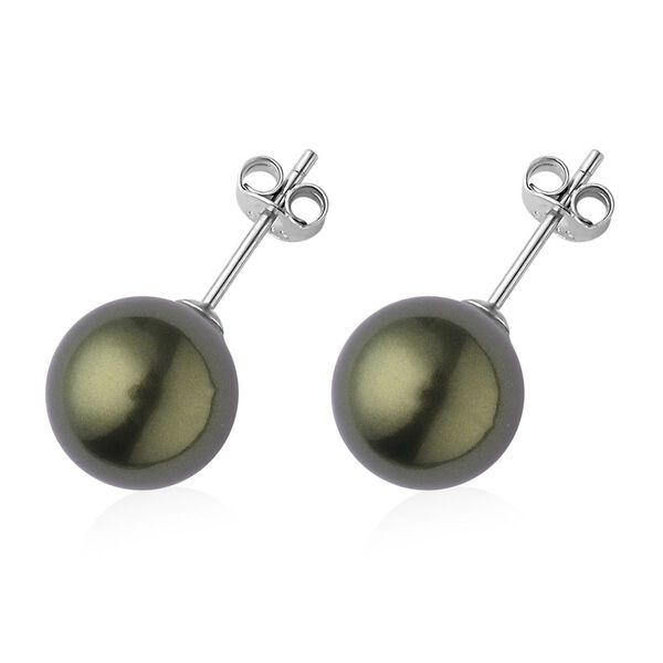 Gr&uuml;nes Muschelkernperlen-Armband und Ohrringe, 925 Silber rhodiniert image number 6