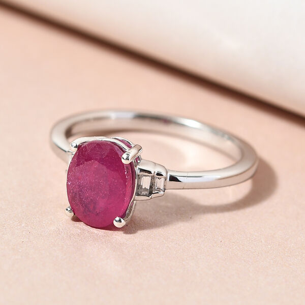 Afrikanischer Rubin und Zirkon-Ring- 1,87 ct. image number 2