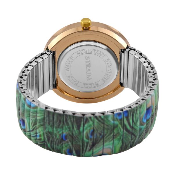 STRADA - Japanisches Uhrwerk, Flexible Uhr, Pfau Muster image number 7