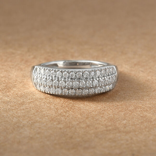 88 Facetten Moissanit Ring 925 Silber platiniert  ca. 0,65 ct image number 2