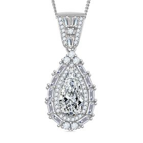 Moissanit Anhänger mit Kette, 925 Silber platiniert, 925 Silber rhodiniert ca. 3.86 ct