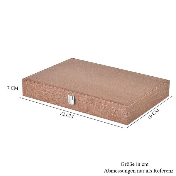 Krokodilmuster Echtleder Ring Koffer, braun image number 9