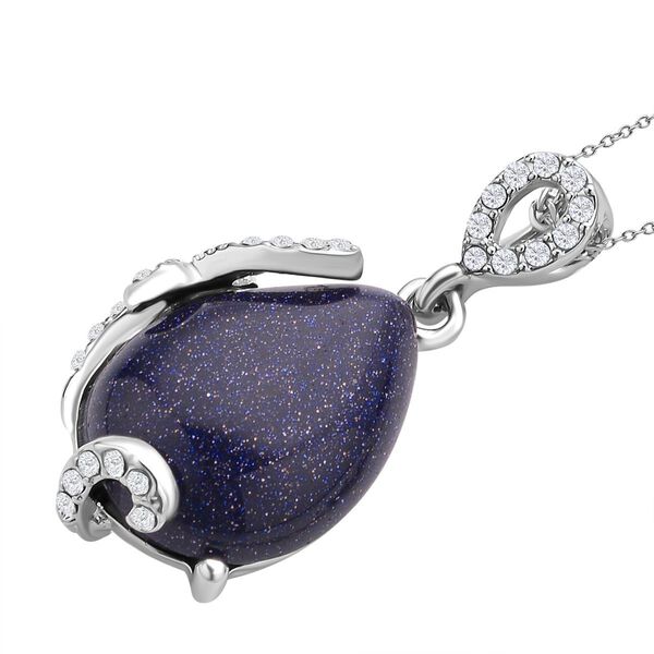 2er Set, Blaue Sandstein Ohrringe und Anhänger mit Kette, ca. 14.00 ct image number 4