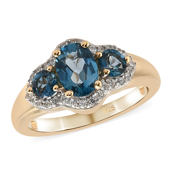 London Blau Topas und Zirkon Ring, ca. 1,54 ct image number 4