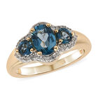 London Blau Topas und Zirkon Ring 925 Silber vergoldet (Größe 16.00) ca. 1,54 ct image number 3