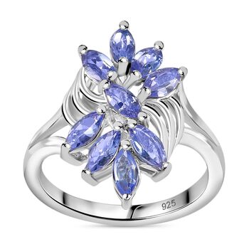 Tansanit Ring 925 Silber rhodiniert (Gr&ouml;&szlig;e 19.00) ca. 1,25 ct