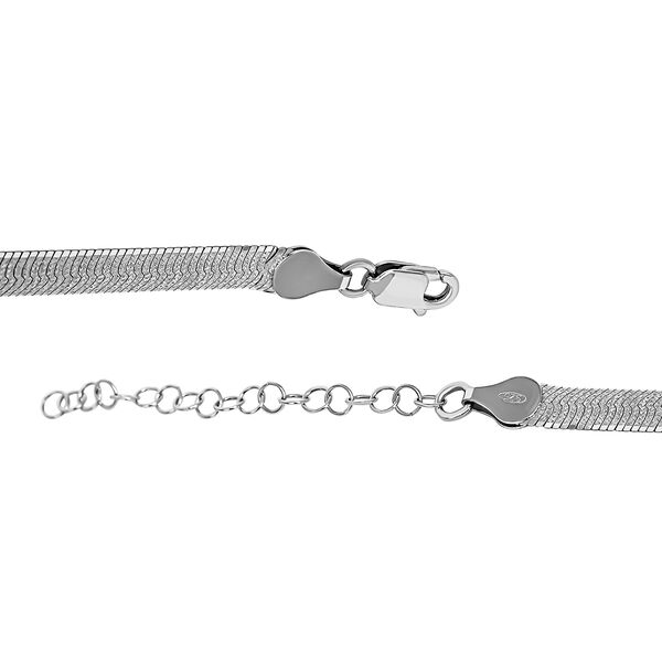 Italienische Fischgrät-Flachkette in rhodiniertem Silber 45cm image number 4