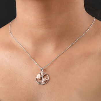 D&rsquo;joy AA Natrolith Anh&auml;nger 925 Silber &Uuml;berlagerung aus Ros&eacute;gold und Platin ca. 1,16 ct.