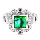 Ammolit und Rhodolith Granat Ring 925 Silber platiniert (Größe 17.00) ca. 1,90 ct