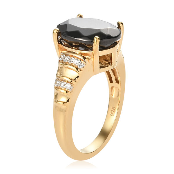 Elite Shungit und Zirkon Ring 925 Silber vergoldet  ca. 3,05 ct image number 5