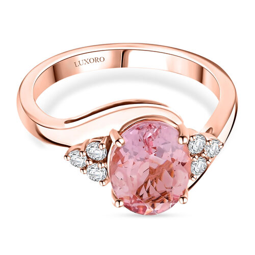 LUXORO zertifiziert und geprüft AAA Rosa Morganit und Diamant Ring in 417 Roségold - 2,25 ct. image number 0