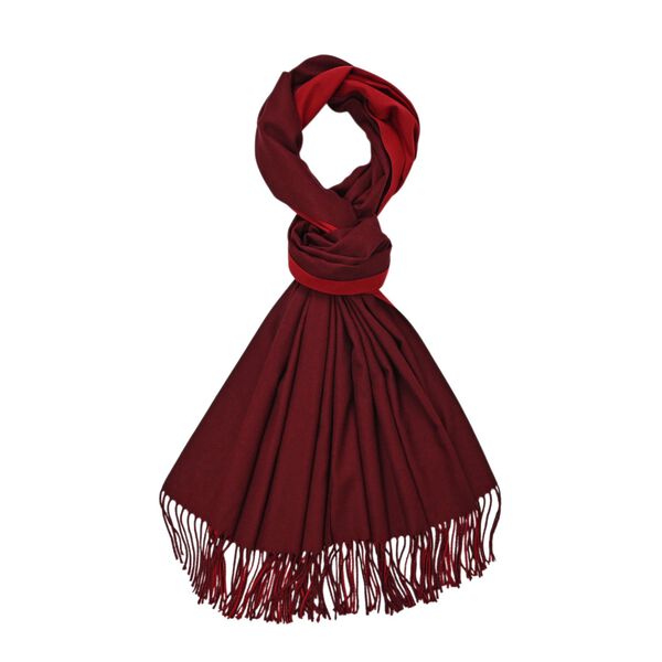 Eleganter doppelseitiger Schal mit Fransen, 68x180cm, Rot image number 0
