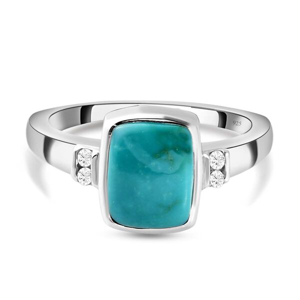 Sierra Nevada T&uuml;rkis und Zirkon Ring, 925 Silber platiniert, 2,20 ct.