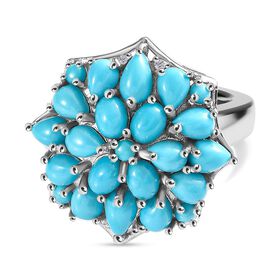 AA Amerikanischer natürlicher Sleeping Beauty Türkis Ring 925 Silber rhodiniert (Größe 17.00) ca. 3.24 ct