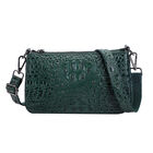 Schultertasche aus 100% echtem Leder mit Kroko-Prägung, Grün