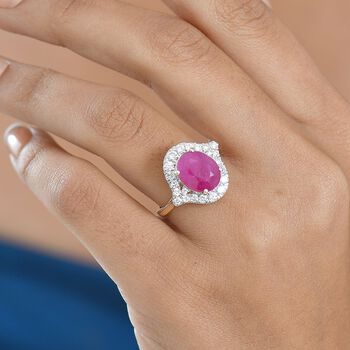 LUXURIANT DIAMOND - AAA Burmesischer Rubin, Lab Grown Diamant Ring 417 Gold (Gr&ouml;&szlig;e 16.50) ca. 5,50 ct