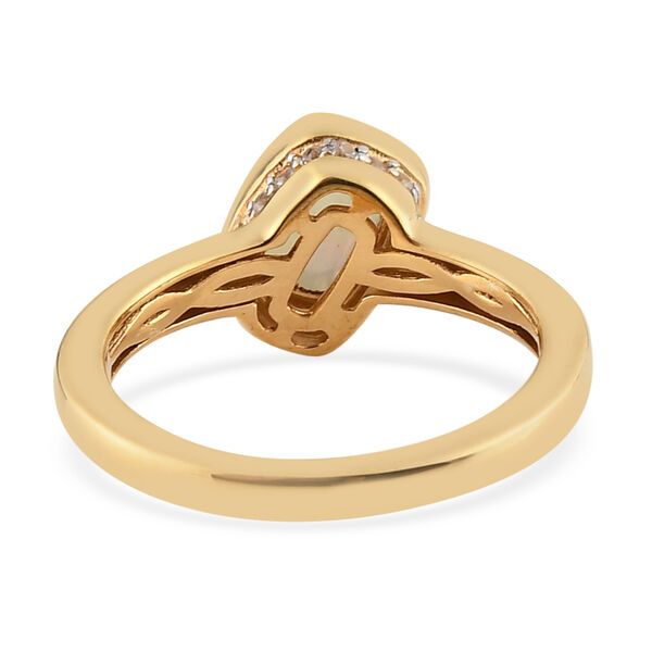 Nat&uuml;rlicher &Auml;thiopischer Opal und Zirkon Ring 925 Silber vergoldet image number 6