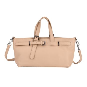 Echtleder-Crossbody-Bag im Trapez-Design, 32x12x19 cm, Hellkhaki