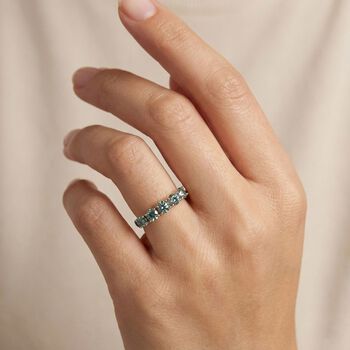 D'Joy blauer Moissanit Ring, 925 Silber rhodiniert - 1,50 ct.