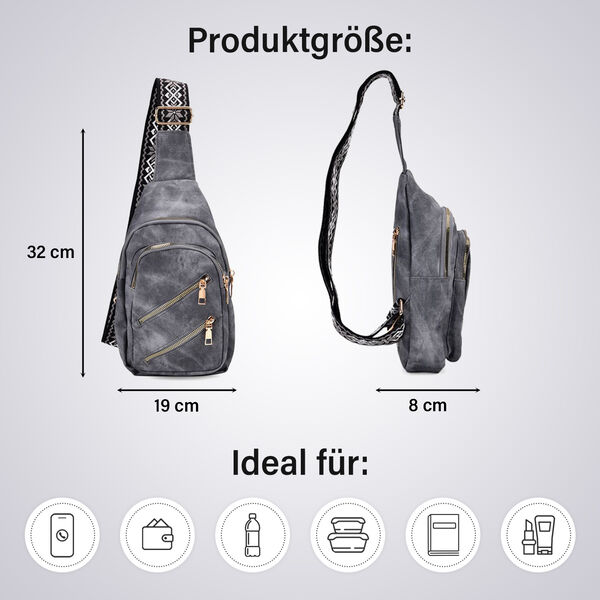Rucksack aus Nylon mit RFID-Schutz, 19x8x32 cm, Grau image number 5
