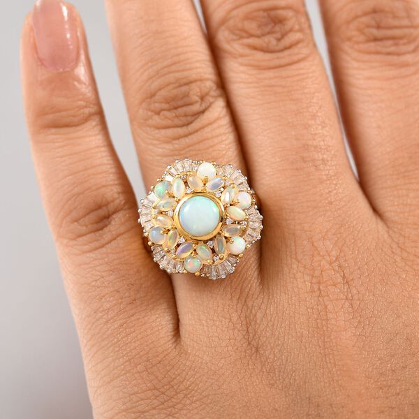 Ballerina Bloom AA Nat&uuml;rlicher, &auml;thiopischer Welo Opal Ring 925 Silber 750 Gelbgold Vermeil (Gr&ouml;&szlig;e 20.00) ca. 3.11 ct image number 3