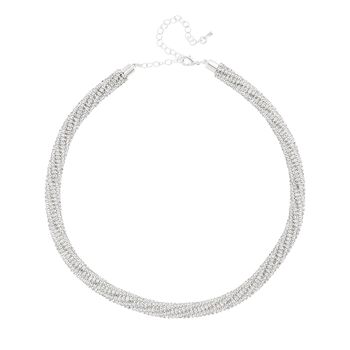 2er Set - Wei&szlig;es Kristall Ohrringe und Halskette Schmuckset, reines Messing