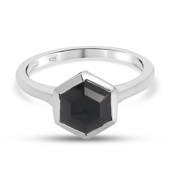 Schwarzer Spinell Ring, 925 Silber  ca. 1,93 ct