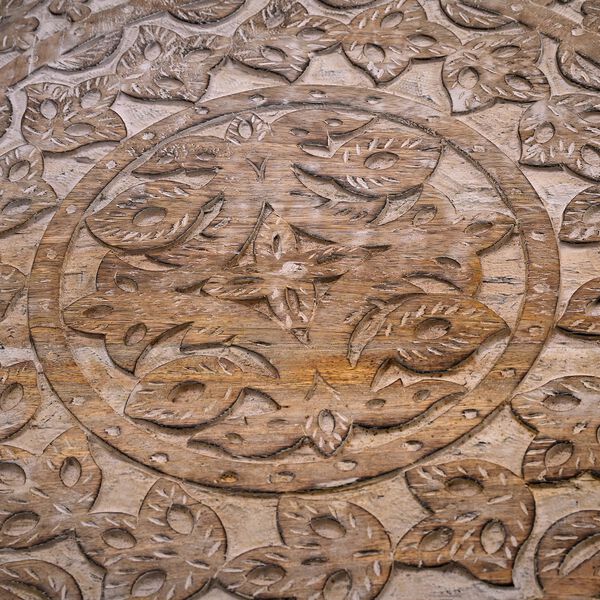 NAKKASHI Tisch Mangoholz handgeschnitzt sechseckig 68 x 68 x 49 cm Weiß image number 8