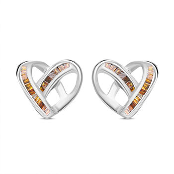 Rote Diamant Ohrstecker, 925 Silber platiniert, ca. 0,15 ct