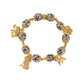 Dalmation Jaspis Armband ca. Flexibles cm Legierung vergoldet ca. 162.30 ct