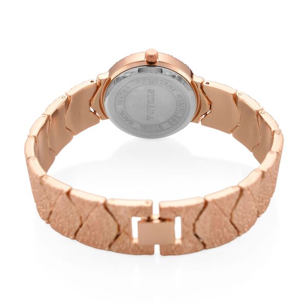 STRADA - Japanisches Uhrwerk, Burgunder Zifferblatt mit goldplattiertem Alloy Armband, 20 cm image number 7